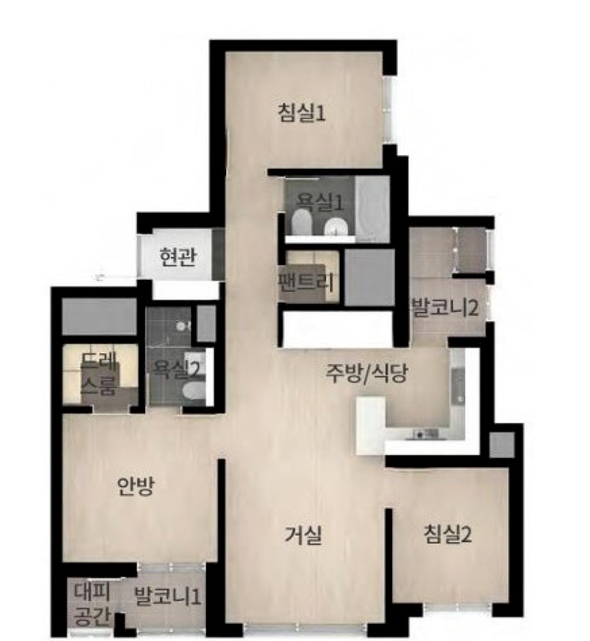 명지 화전 우방아이유쉘 59B 평면도